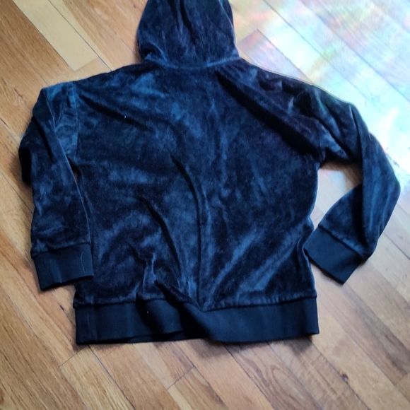 Kids black plush Adidas pullover hoodie size large / 14 - Picture 4 of 6